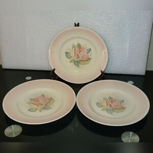 Set Of 3 Susie Cooper 8" And 10" Elegant Pink Floral Dinner Plate Set